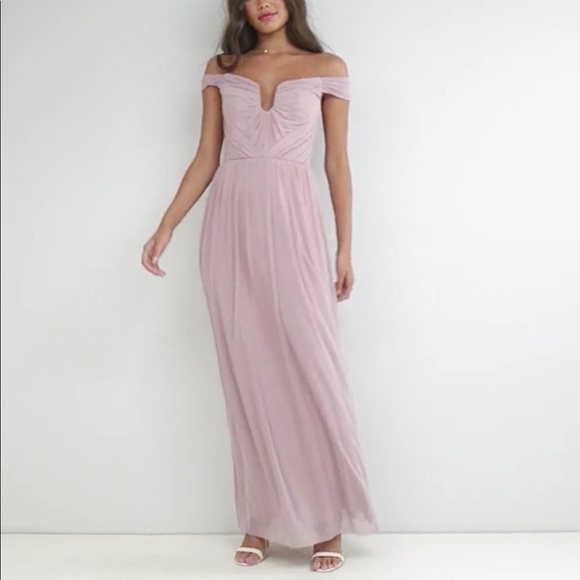 ASOS Wedding Ruched Bardot Maxi Bridesmaid Dress - Picture 8 of 8